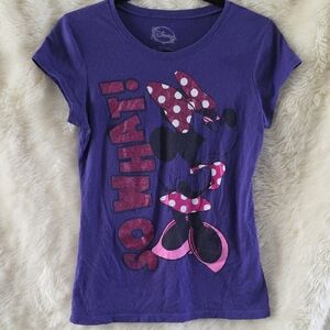 Rare Disney Purple Minnie Mouse Tee with Pink Accents